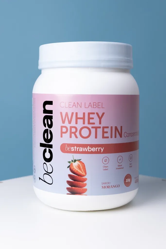 Pote de Whey Protein Concentrado sabor morango