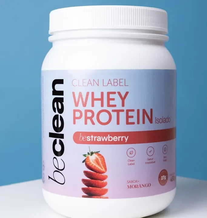 Pote de Whey Protein Isolado morango